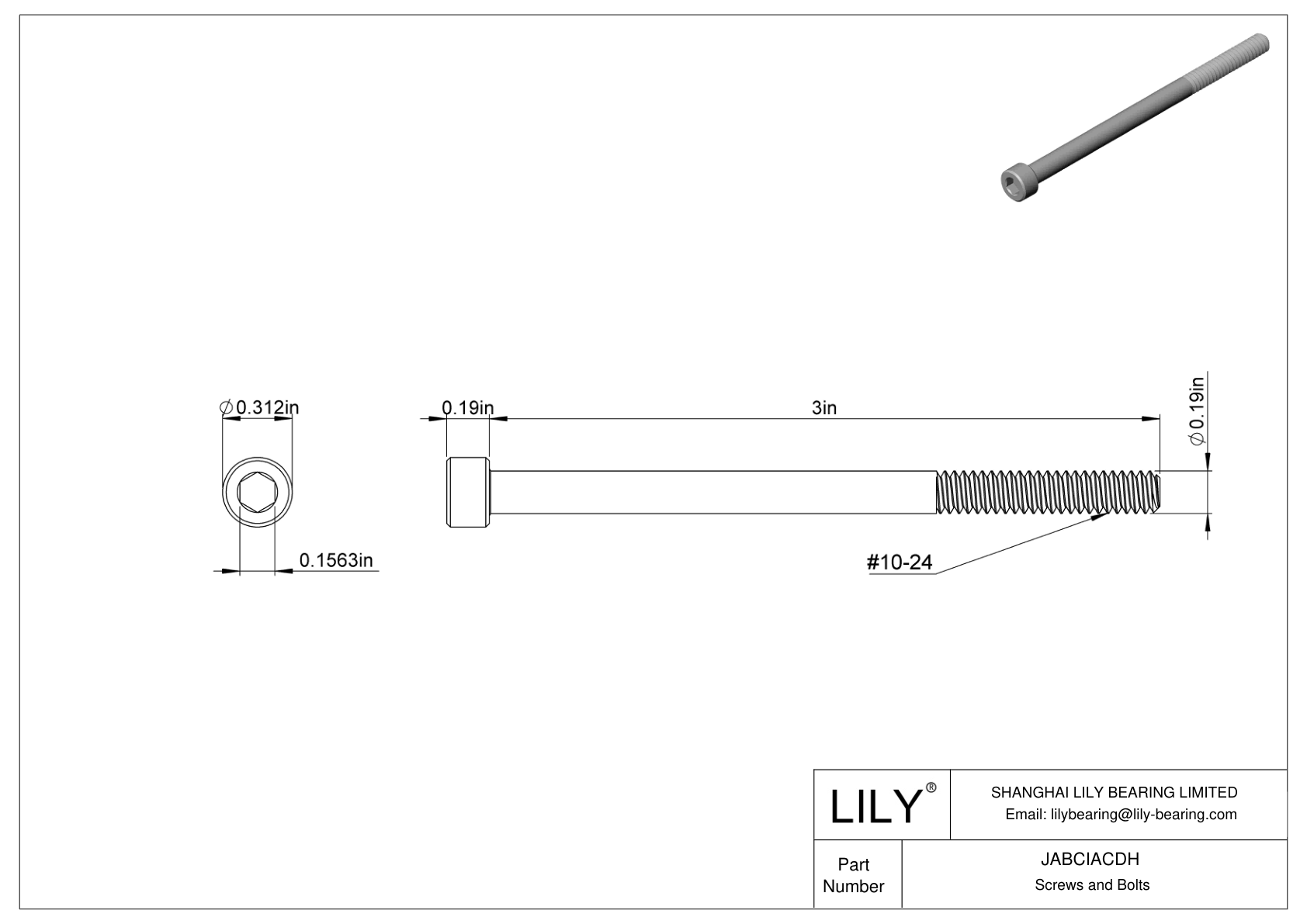 JABCIACDH 合金钢内六角螺钉 cad drawing