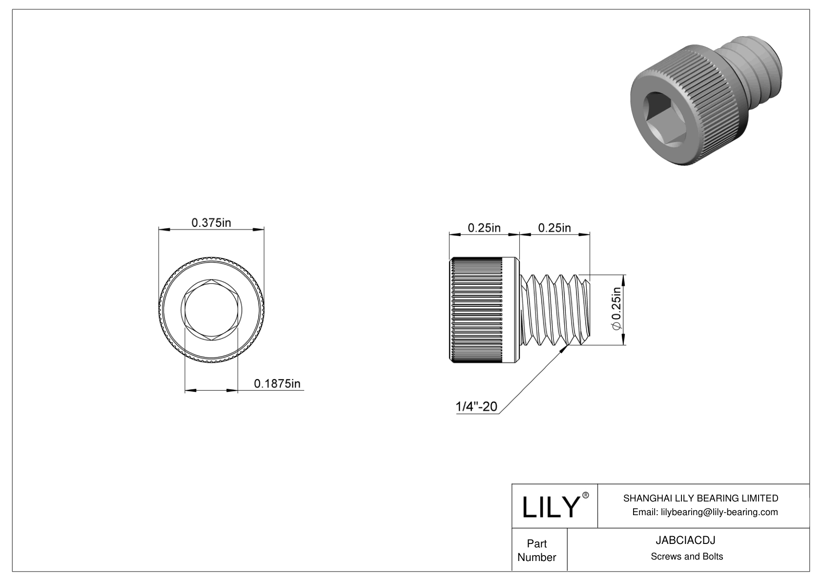 JABCIACDJ Alloy Steel Socket Head Screws cad drawing