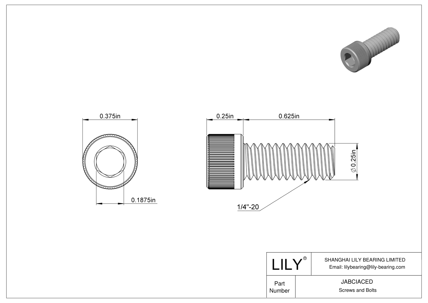 JABCIACED 合金钢内六角螺钉 cad drawing