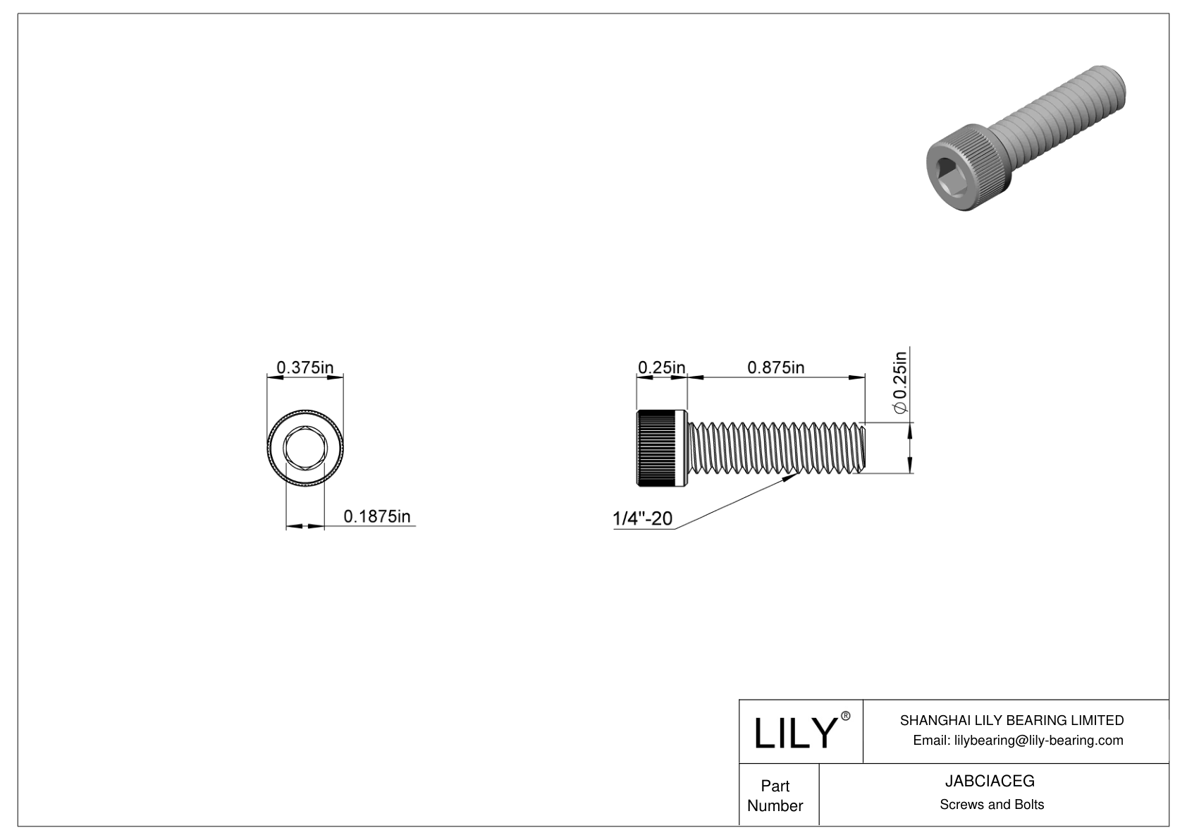 JABCIACEG Alloy Steel Socket Head Screws cad drawing