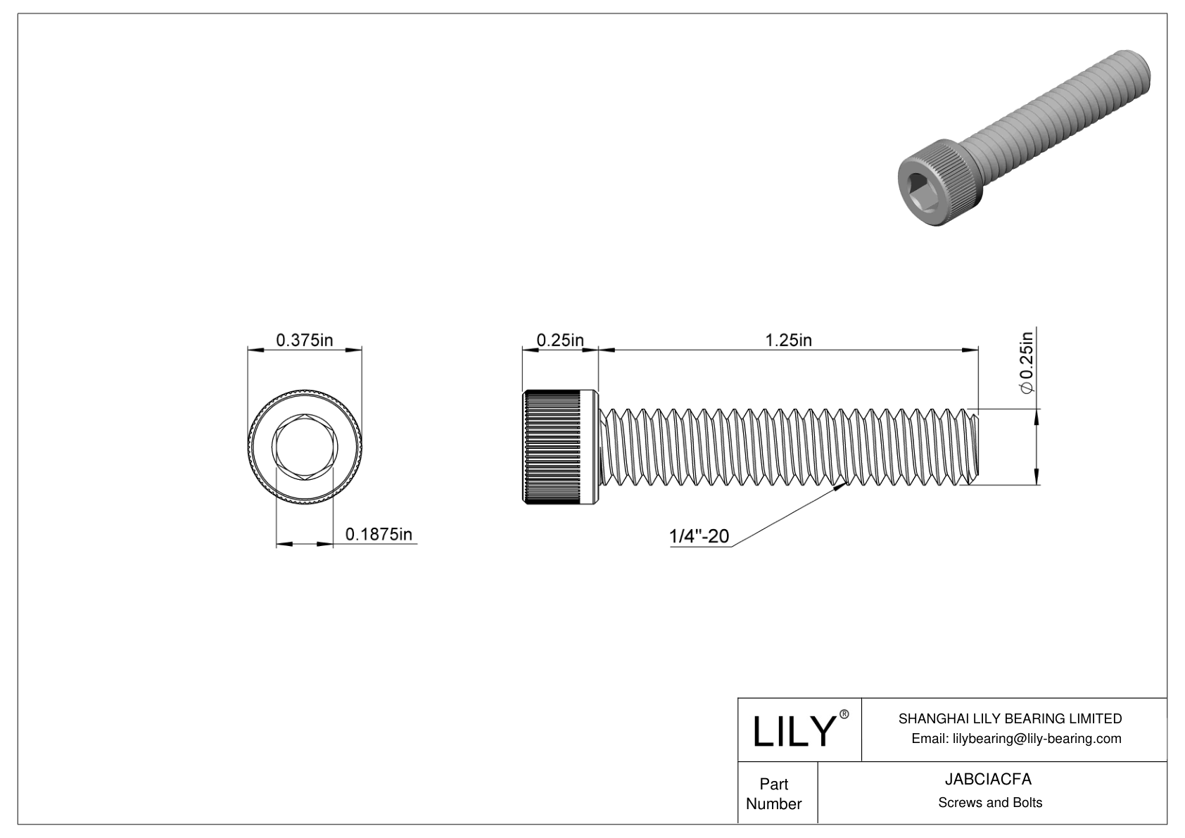 JABCIACFA Alloy Steel Socket Head Screws cad drawing