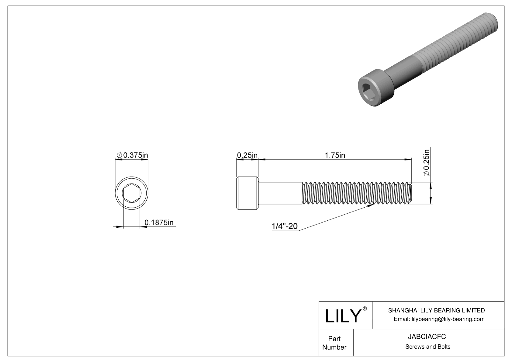 JABCIACFC 合金钢内六角螺钉 cad drawing