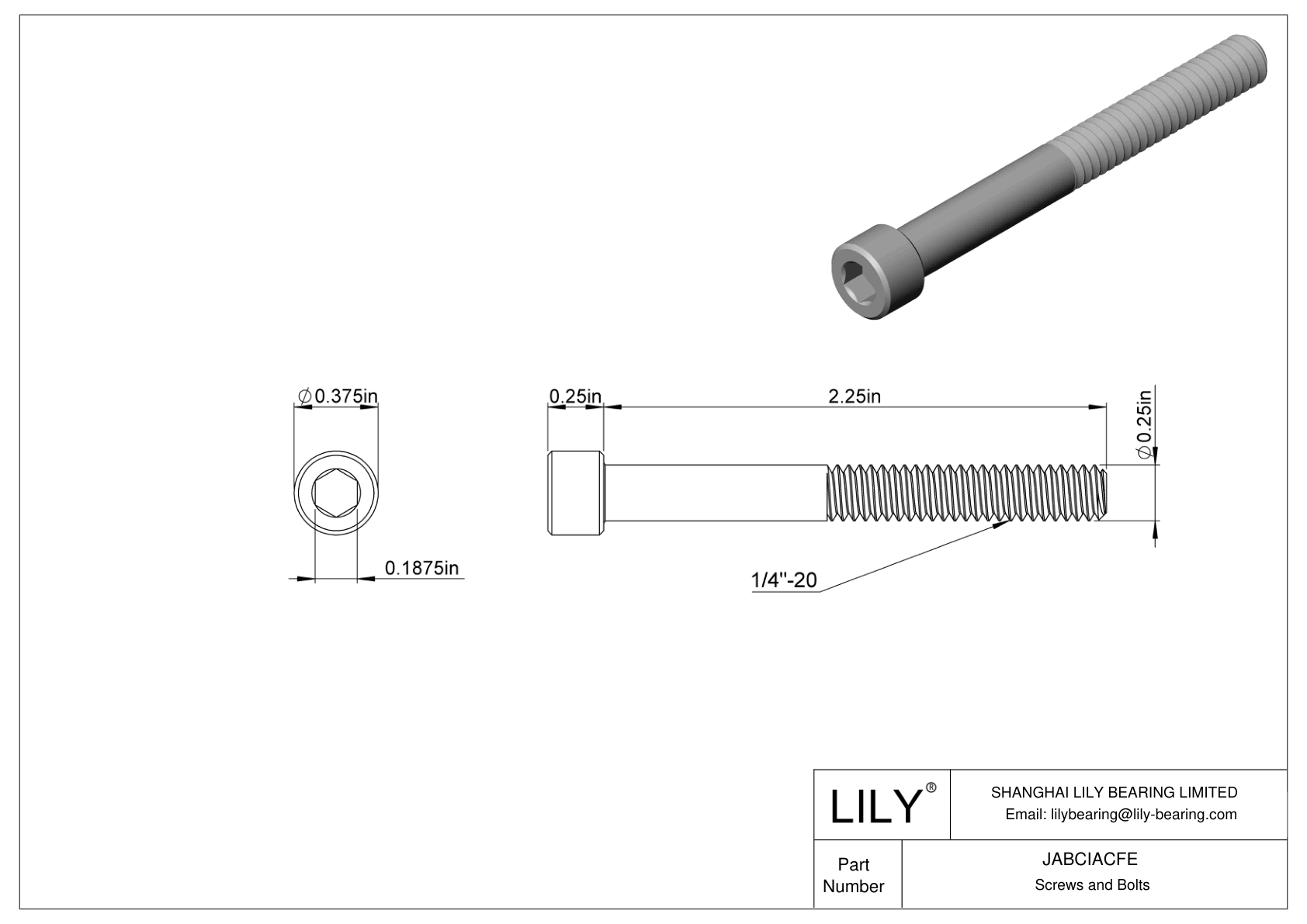 JABCIACFE Tornillos de cabeza cilíndrica de acero aleado cad drawing