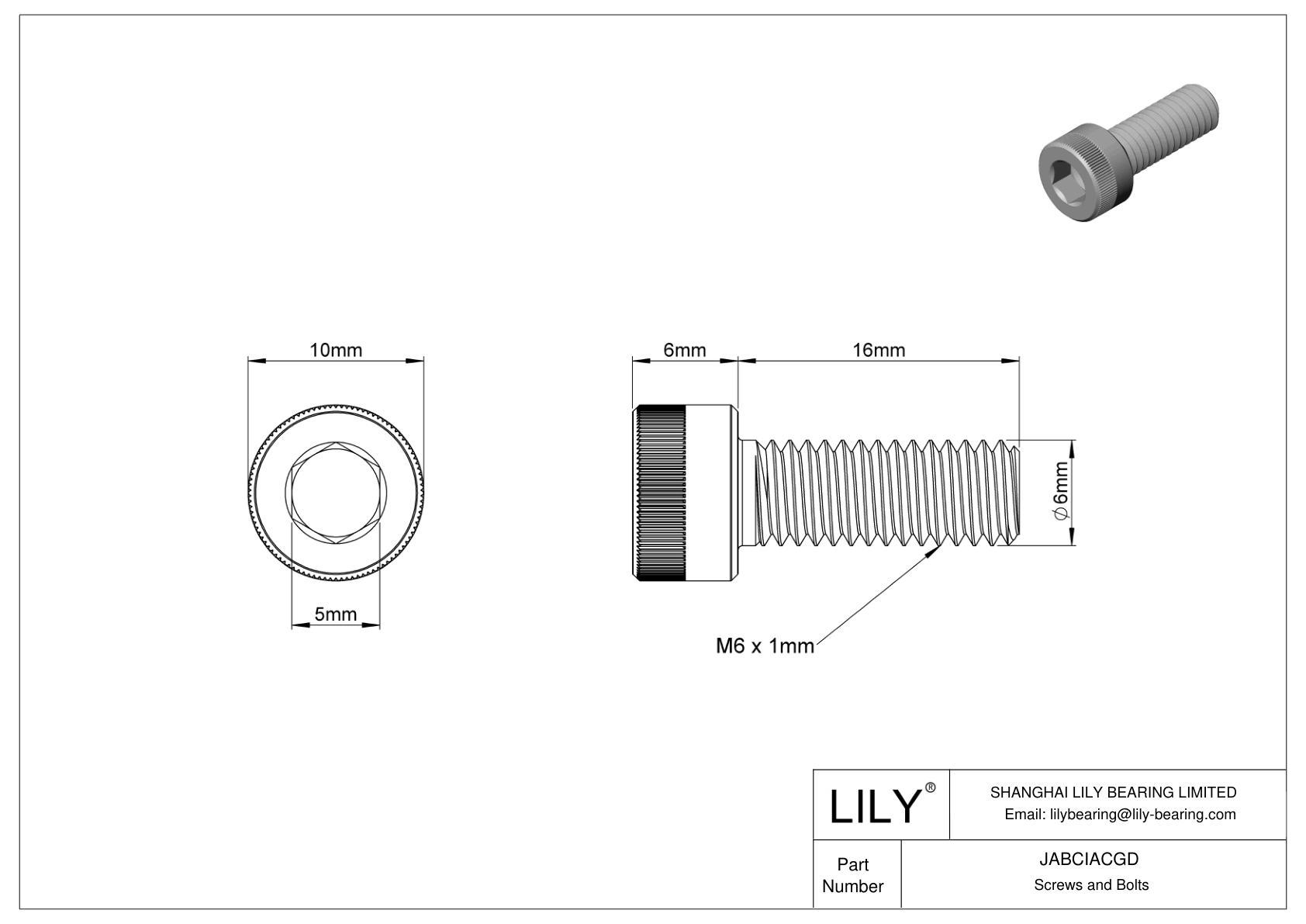 JABCIACGD Alloy Steel Socket Head Screws cad drawing