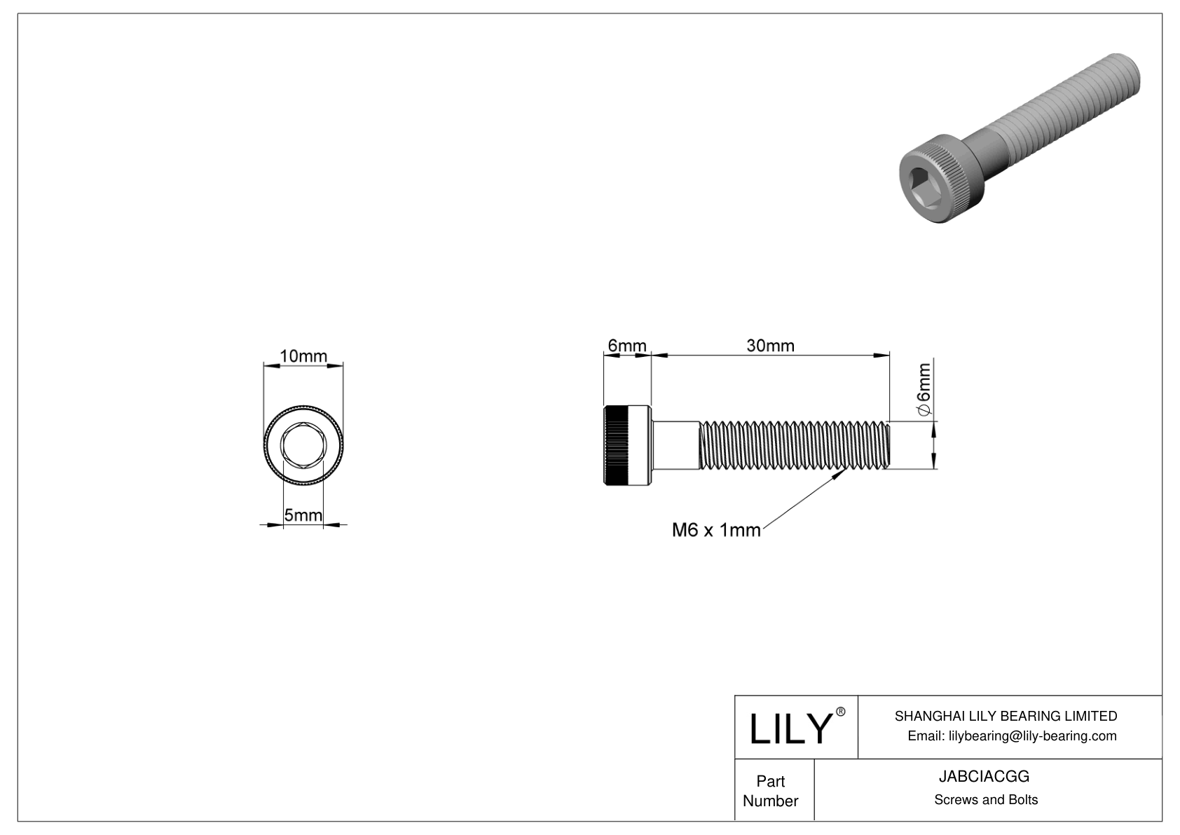 JABCIACGG Alloy Steel Socket Head Screws cad drawing