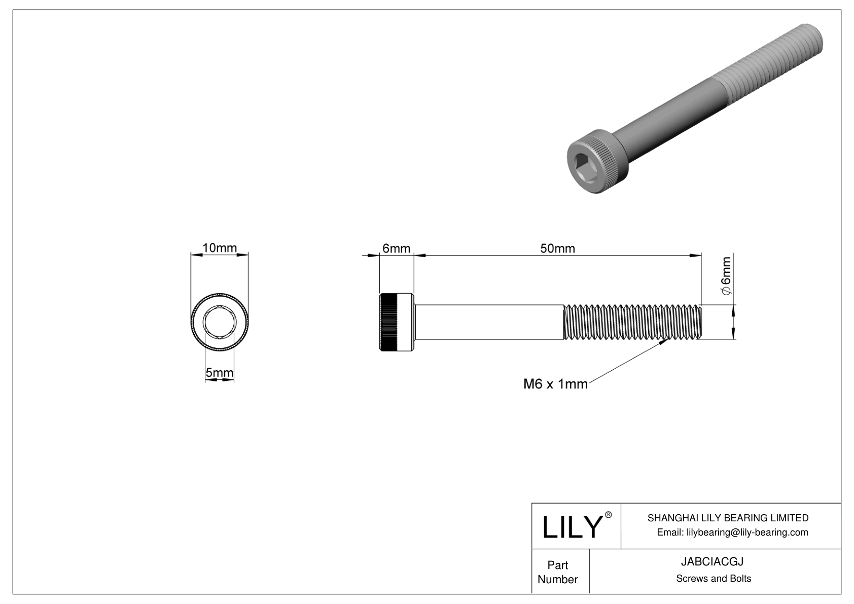 JABCIACGJ Tornillos de cabeza cilíndrica de acero aleado cad drawing