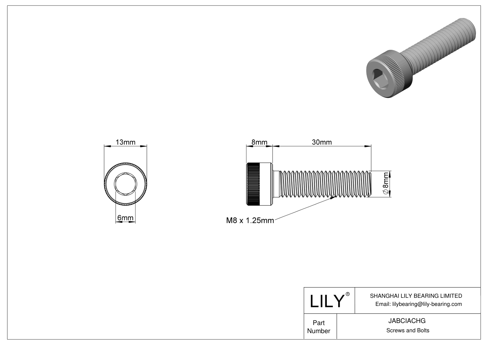 JABCIACHG Tornillos de cabeza cilíndrica de acero aleado cad drawing