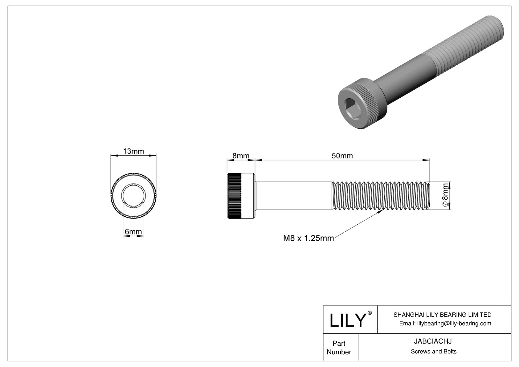 JABCIACHJ Tornillos de cabeza cilíndrica de acero aleado cad drawing