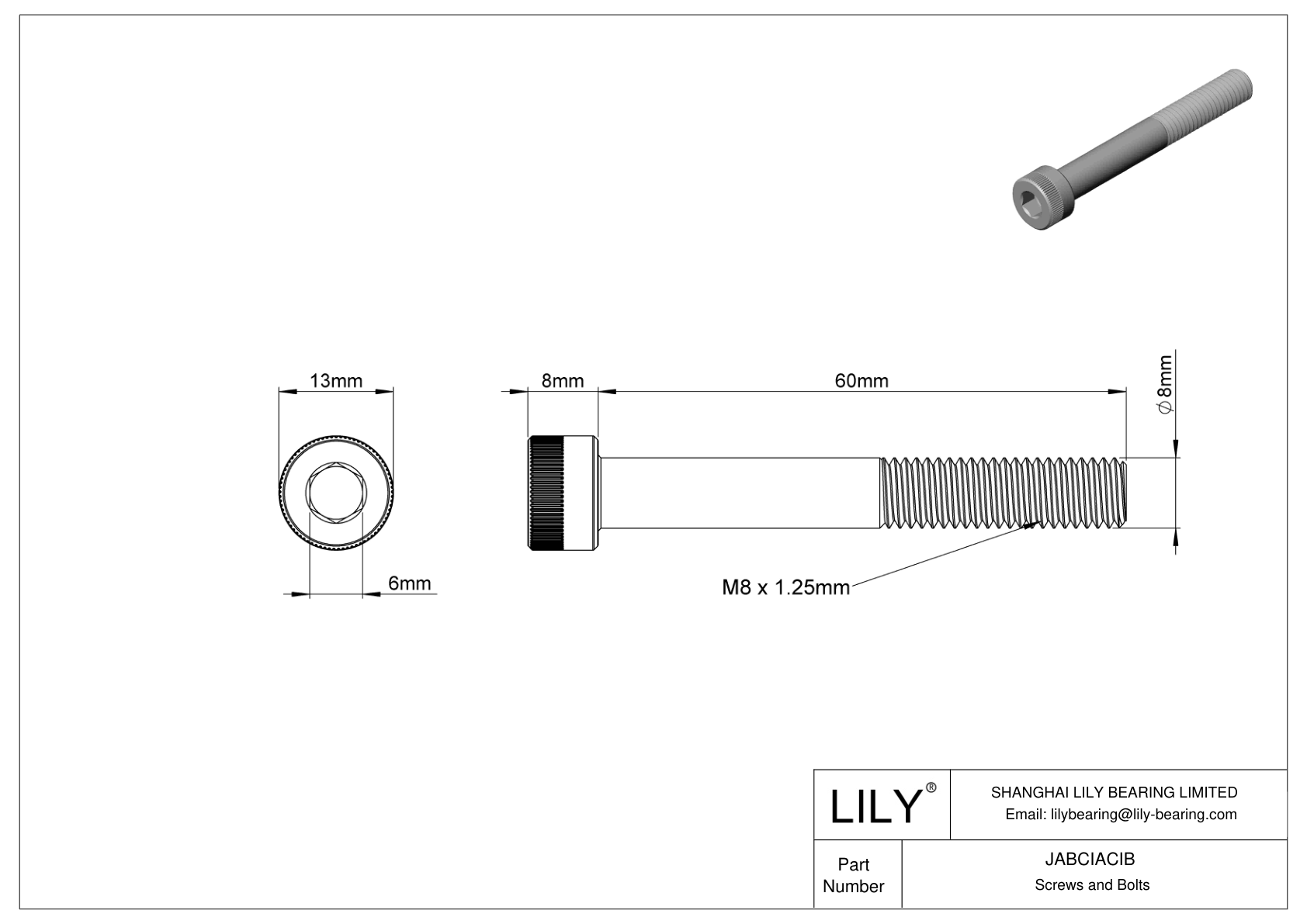 JABCIACIB Tornillos de cabeza cilíndrica de acero aleado cad drawing