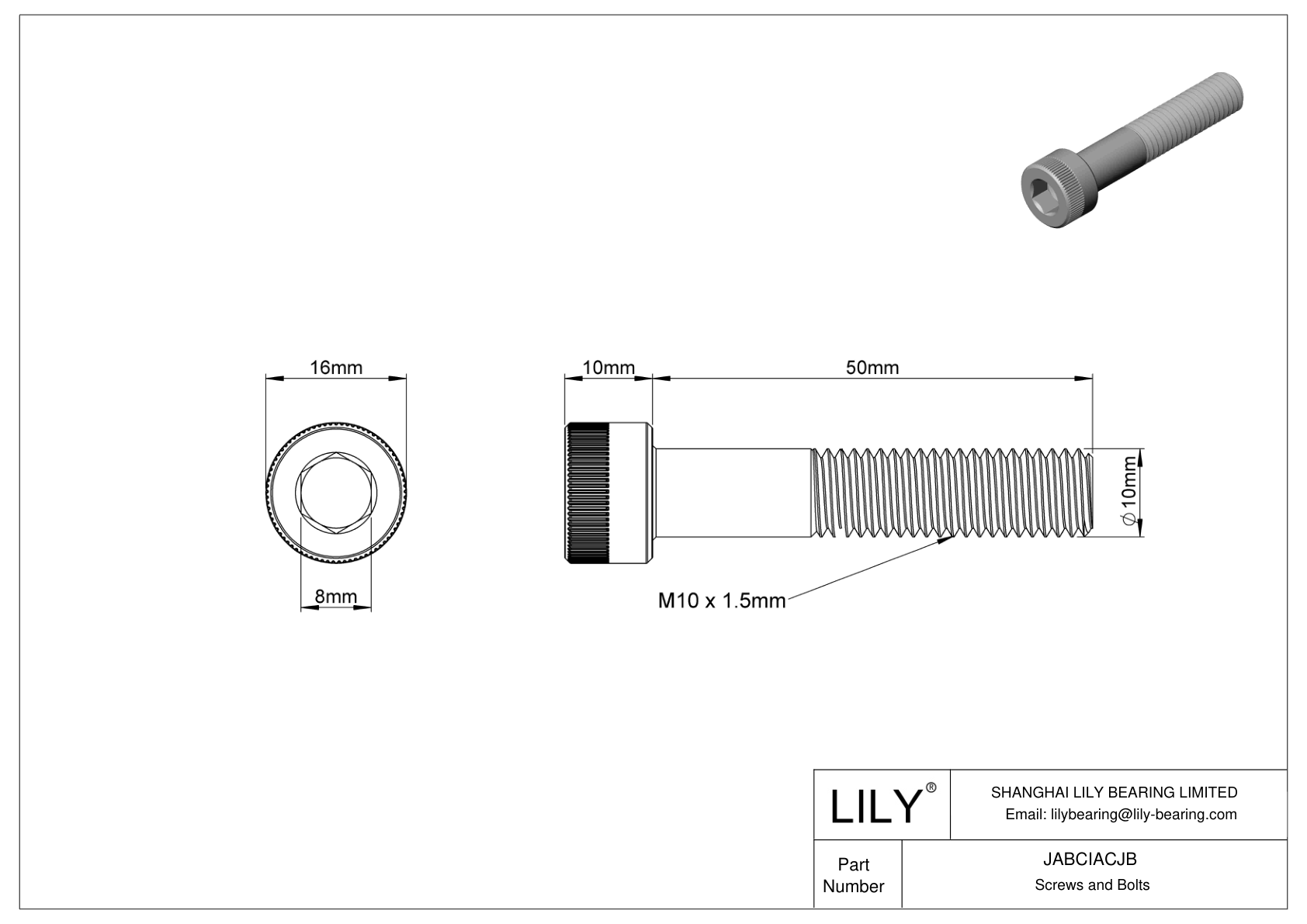 JABCIACJB Tornillos de cabeza cilíndrica de acero aleado cad drawing