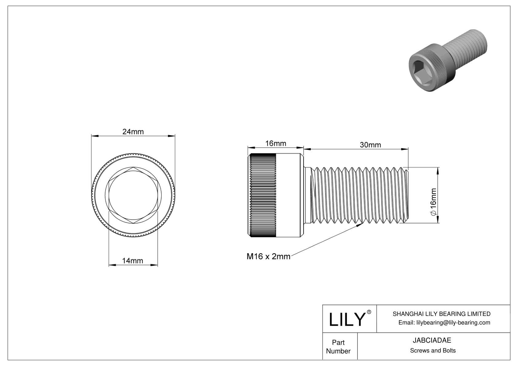 JABCIADAE 合金钢内六角螺钉 cad drawing