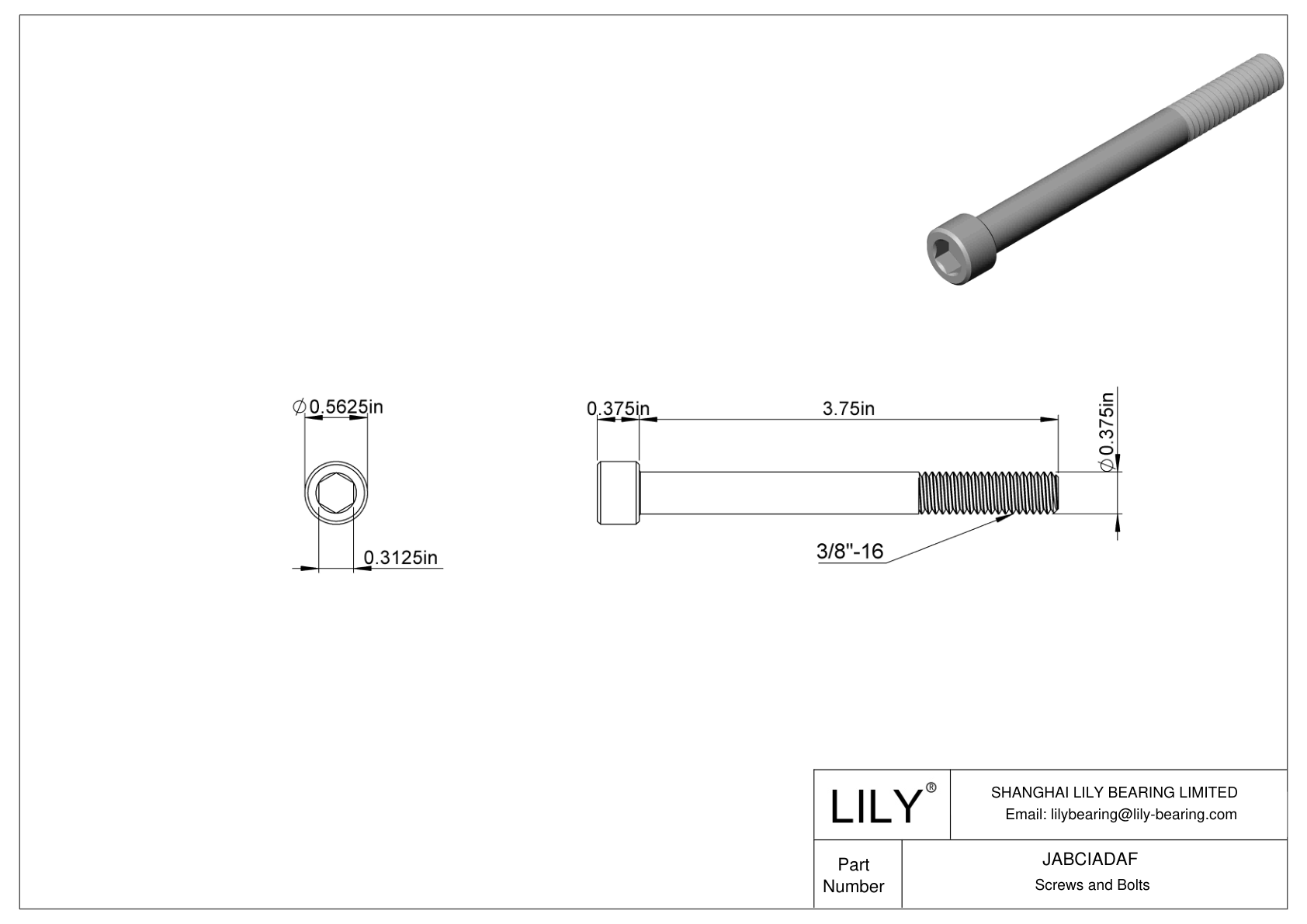 JABCIADAF 合金钢内六角螺钉 cad drawing