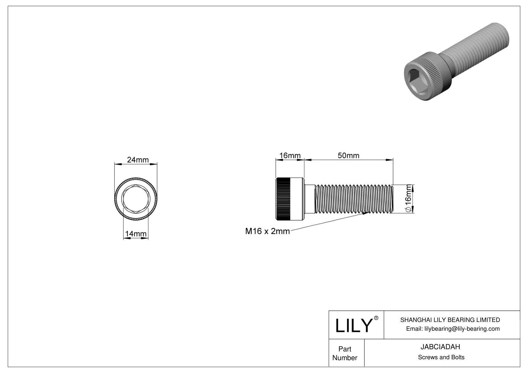 JABCIADAH Alloy Steel Socket Head Screws cad drawing