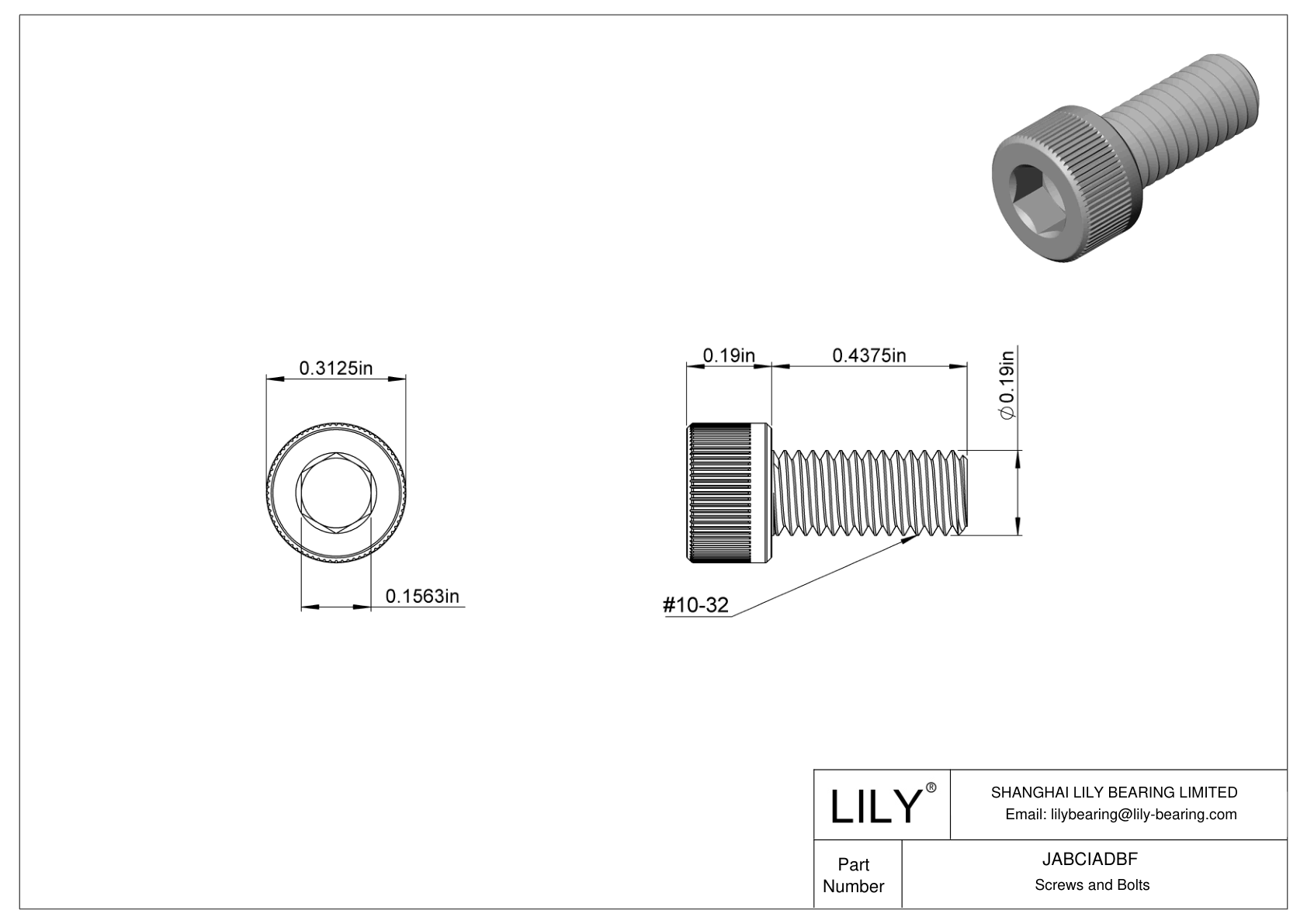 JABCIADBF Alloy Steel Socket Head Screws cad drawing