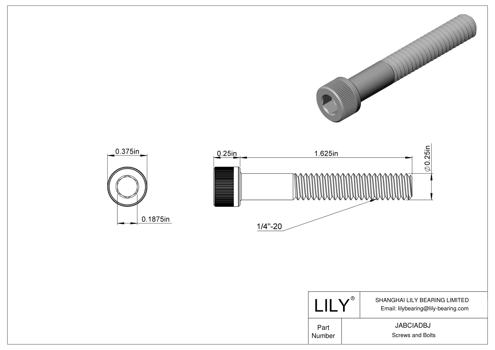 JABCIADBJ Alloy Steel Socket Head Screws cad drawing