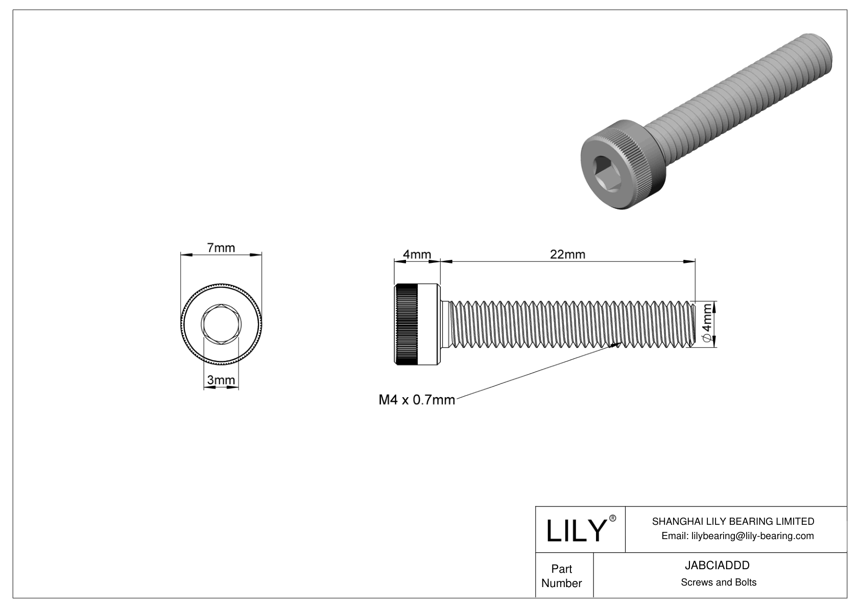 JABCIADDD Alloy Steel Socket Head Screws cad drawing