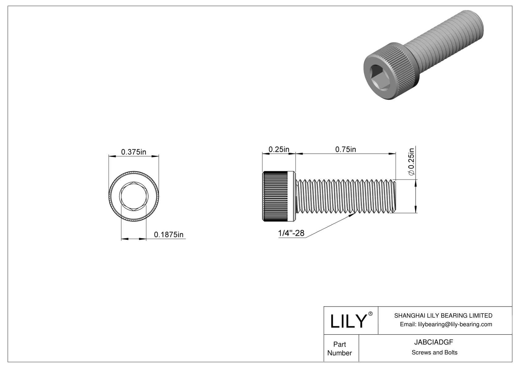 JABCIADGF Alloy Steel Socket Head Screws cad drawing