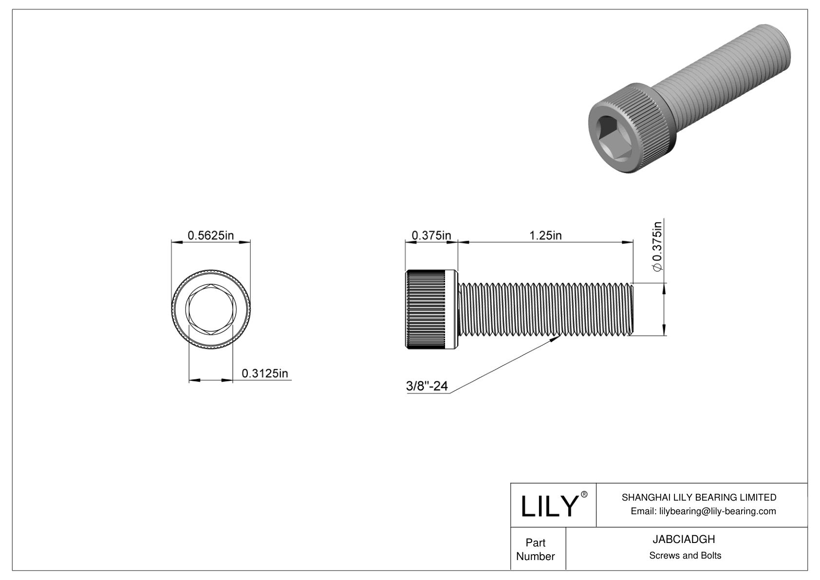 JABCIADGH Alloy Steel Socket Head Screws cad drawing