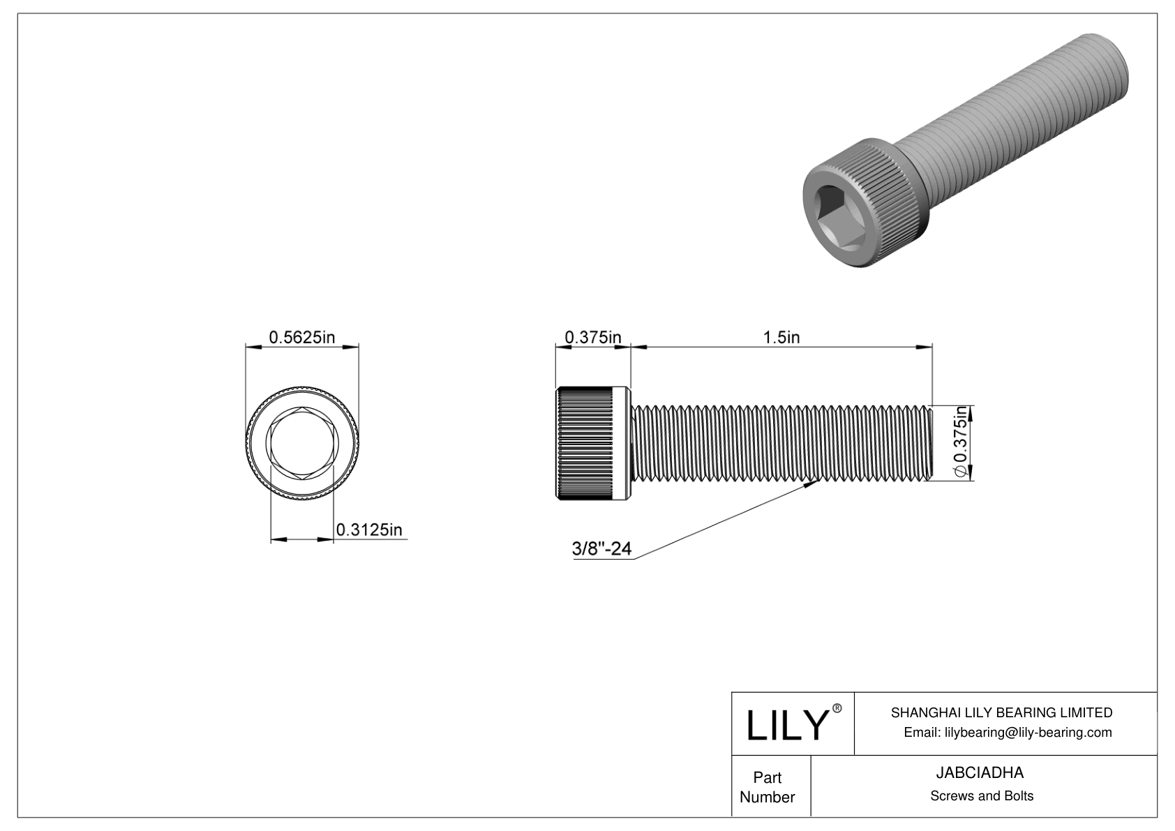 JABCIADHA Alloy Steel Socket Head Screws cad drawing