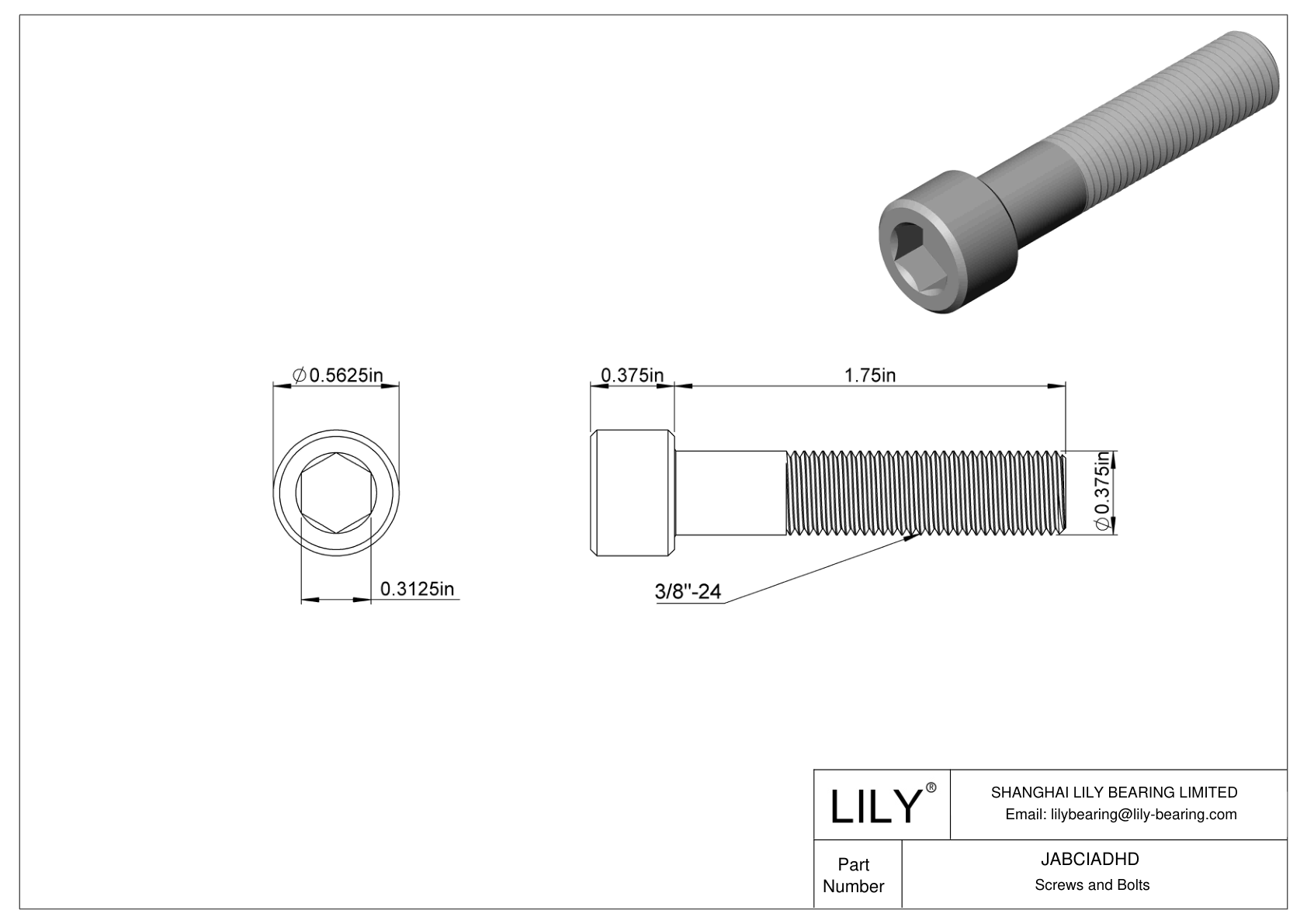 JABCIADHD 合金钢内六角螺钉 cad drawing