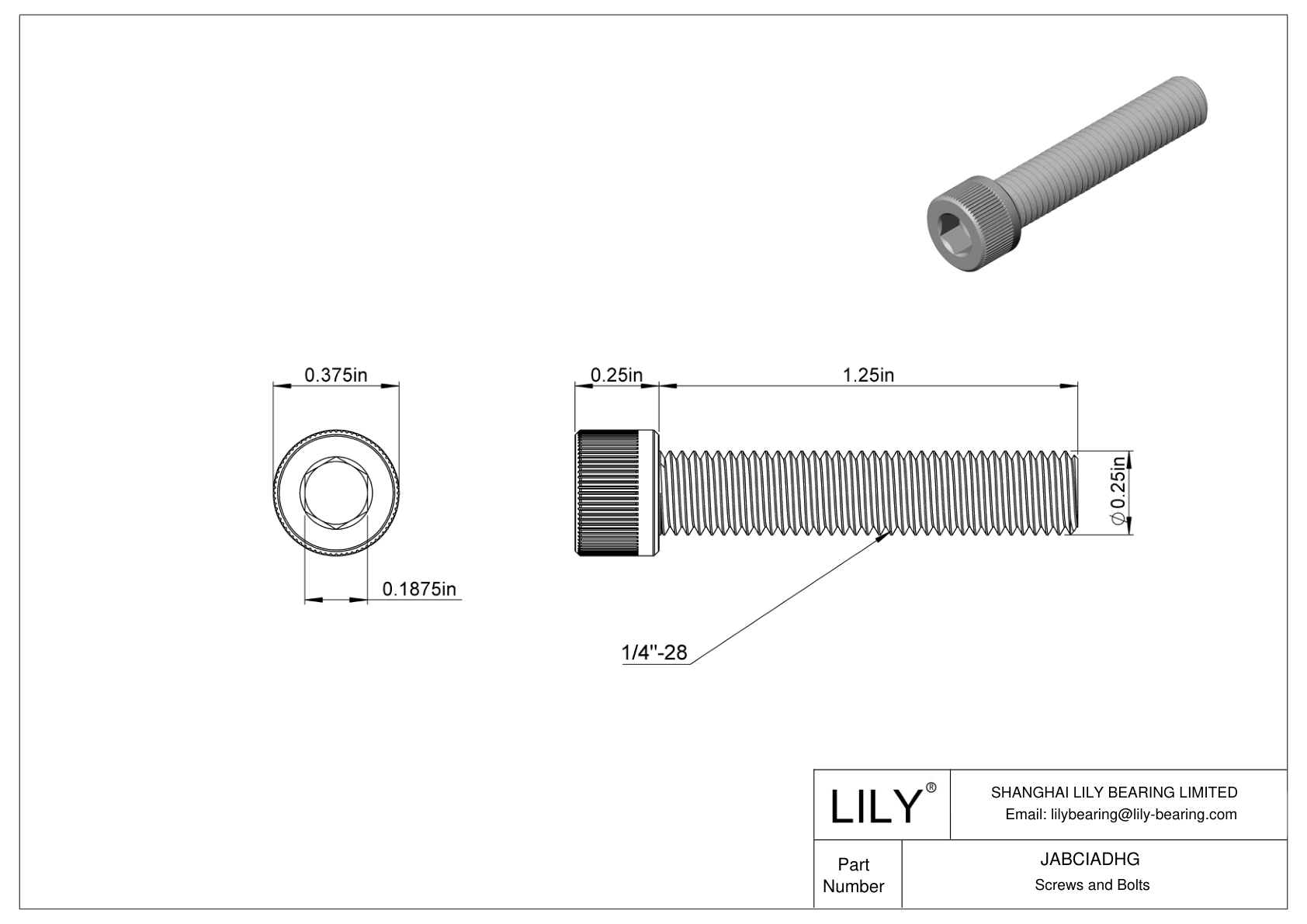 JABCIADHG Tornillos de cabeza cilíndrica de acero aleado cad drawing