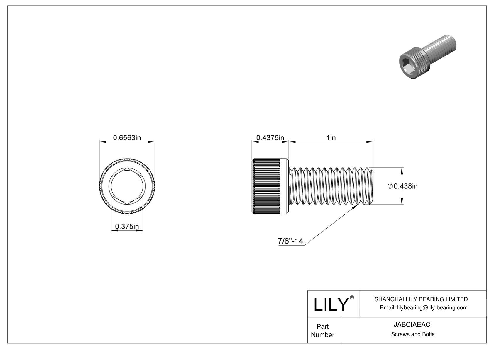 JABCIAEAC Alloy Steel Socket Head Screws cad drawing