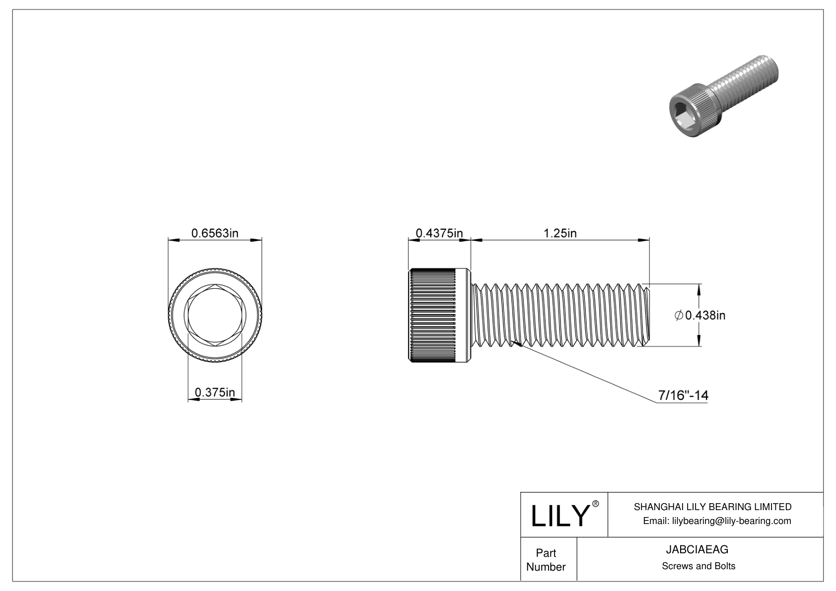 JABCIAEAG Alloy Steel Socket Head Screws cad drawing