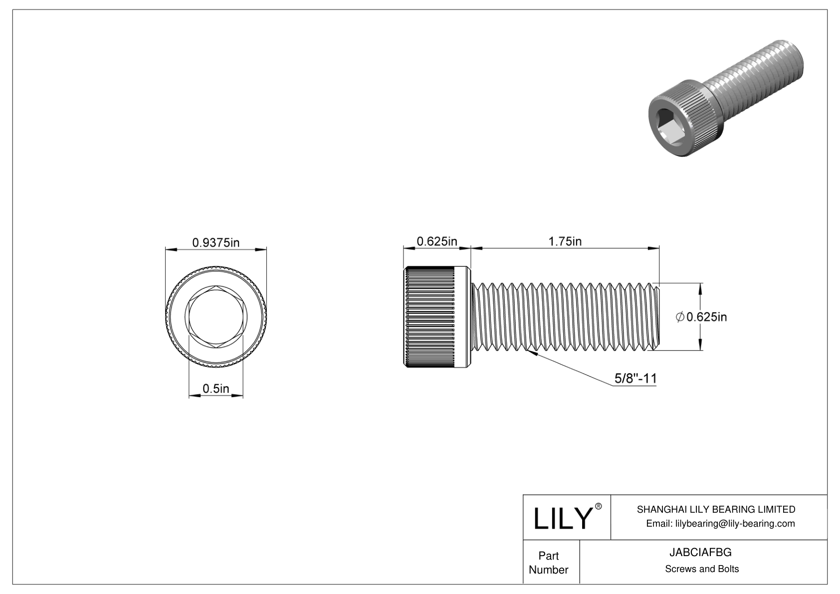 JABCIAFBG Alloy Steel Socket Head Screws cad drawing