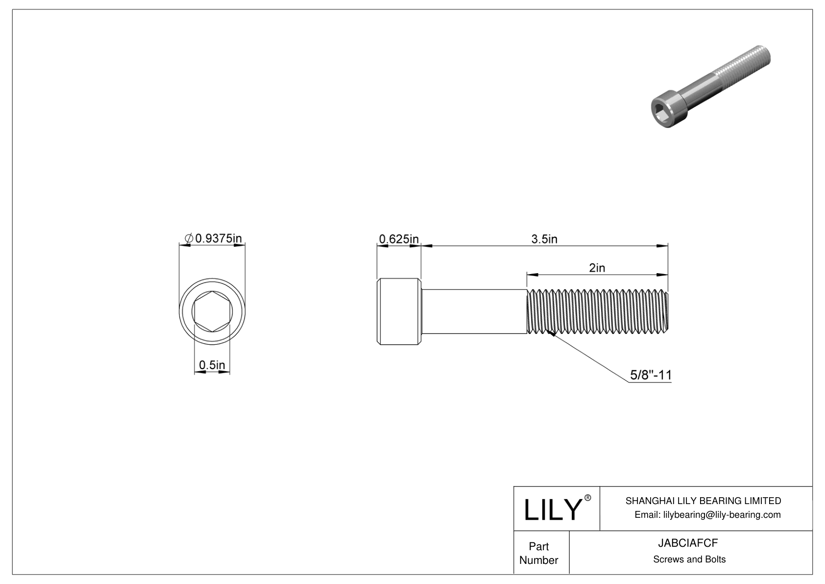 JABCIAFCF Tornillos de cabeza cilíndrica de acero aleado cad drawing