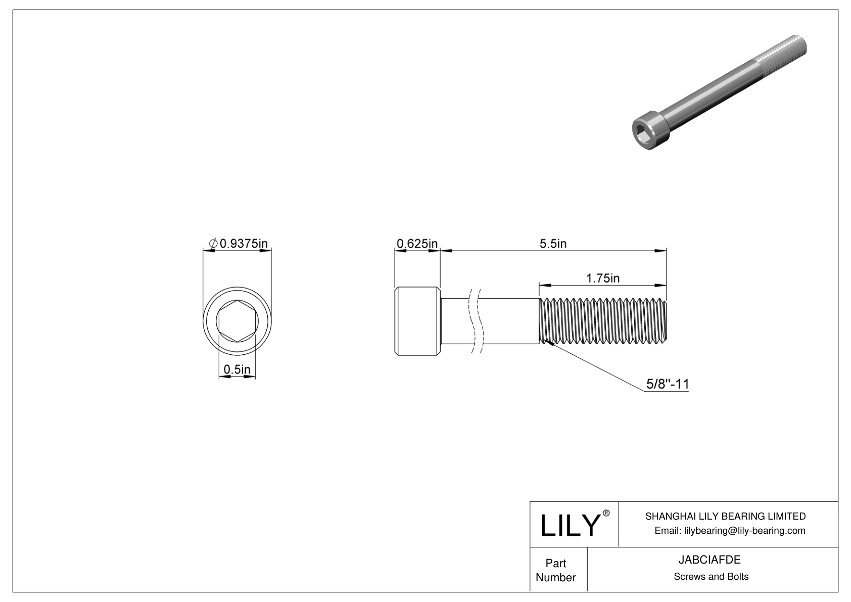 JABCIAFDE Tornillos de cabeza cilíndrica de acero aleado cad drawing