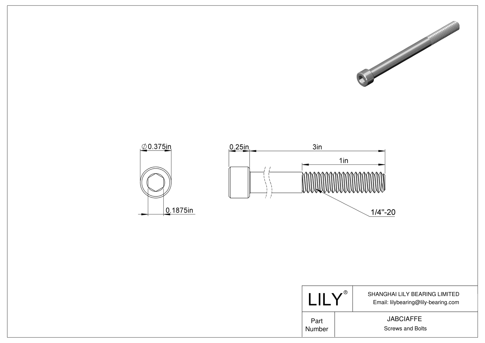 JABCIAFFE Tornillos de cabeza cilíndrica de acero aleado cad drawing