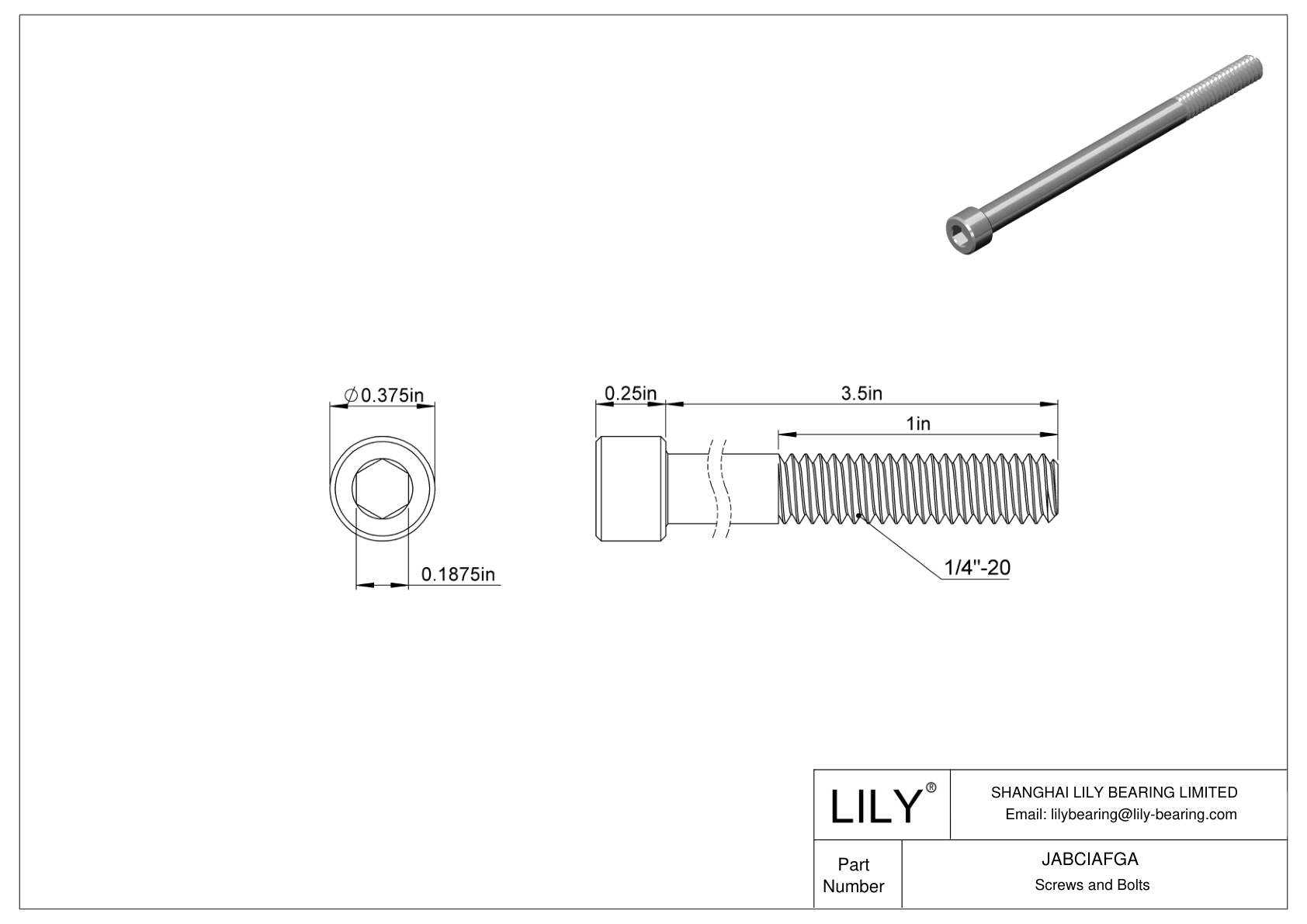 JABCIAFGA 合金钢内六角螺钉 cad drawing