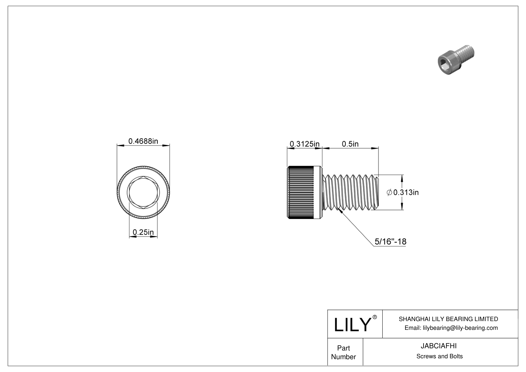 JABCIAFHI Alloy Steel Socket Head Screws cad drawing