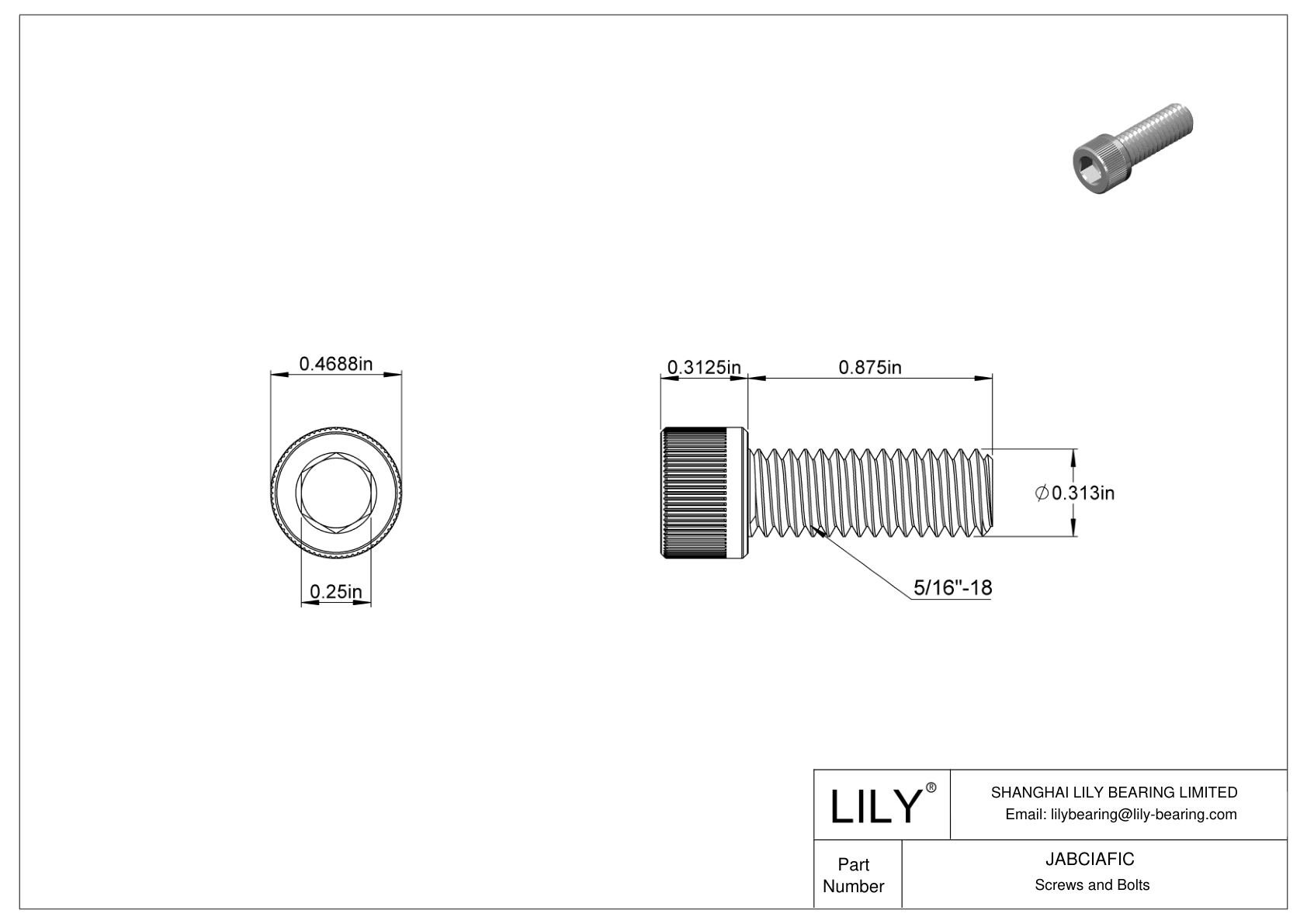 JABCIAFIC 合金钢内六角螺钉 cad drawing