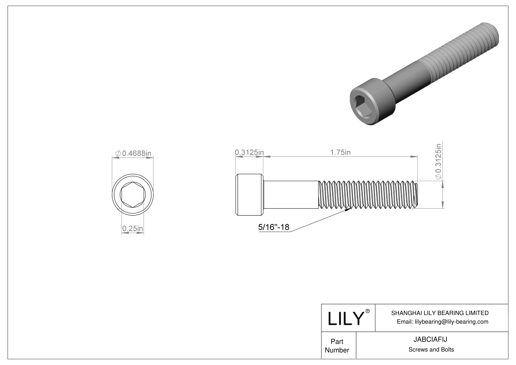 JABCIAFIJ Tornillos de cabeza cilíndrica de acero aleado cad drawing