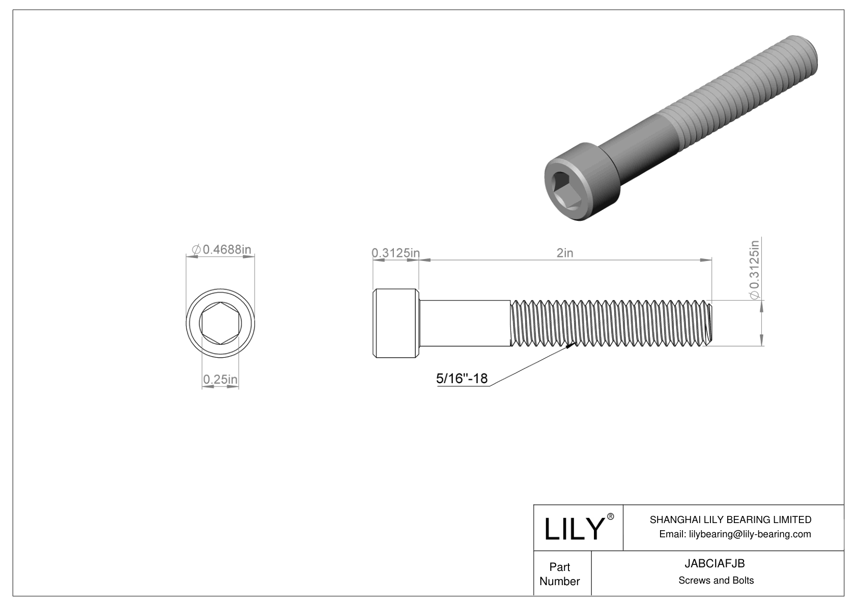 JABCIAFJB Alloy Steel Socket Head Screws cad drawing