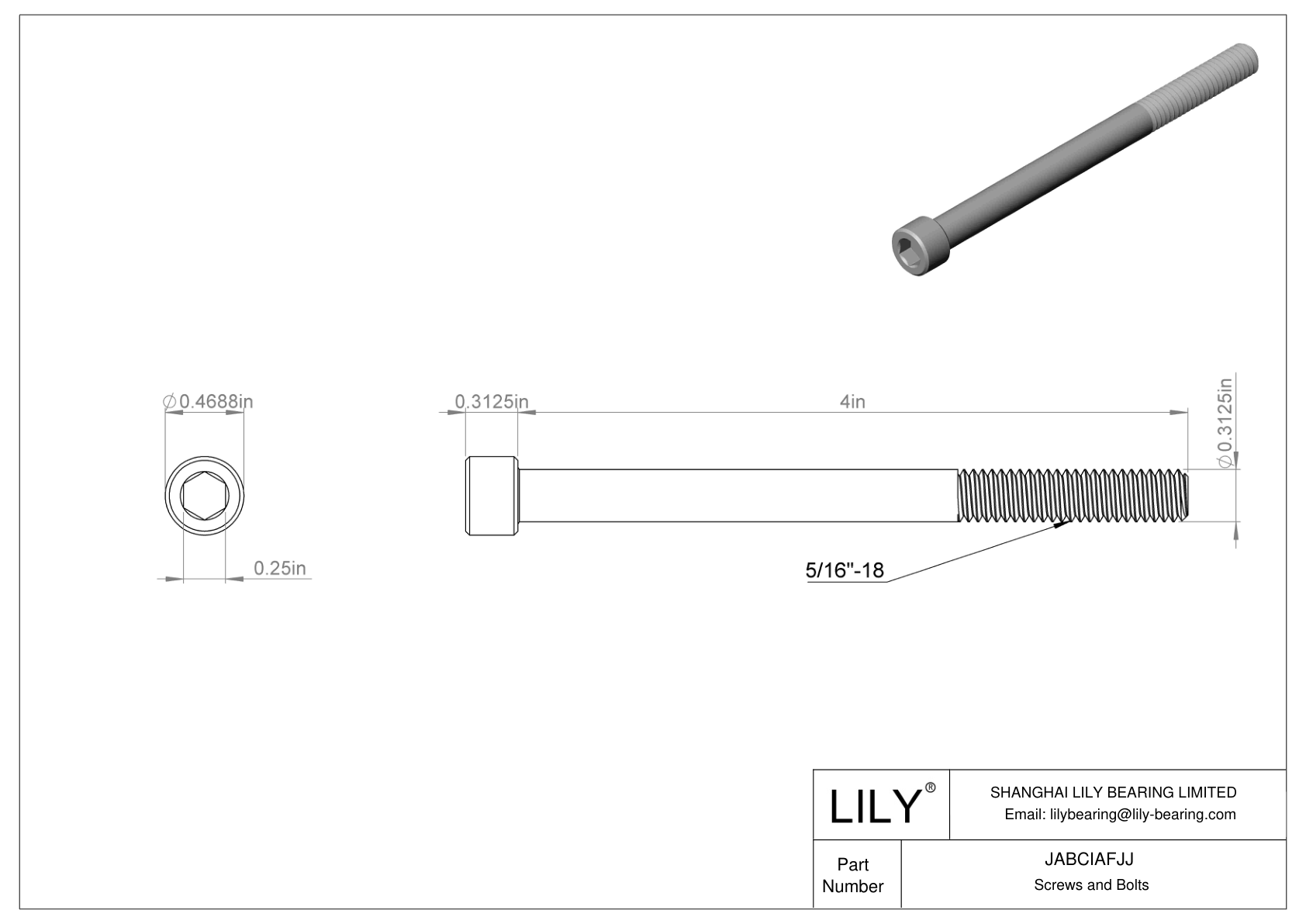 JABCIAFJJ Alloy Steel Socket Head Screws cad drawing