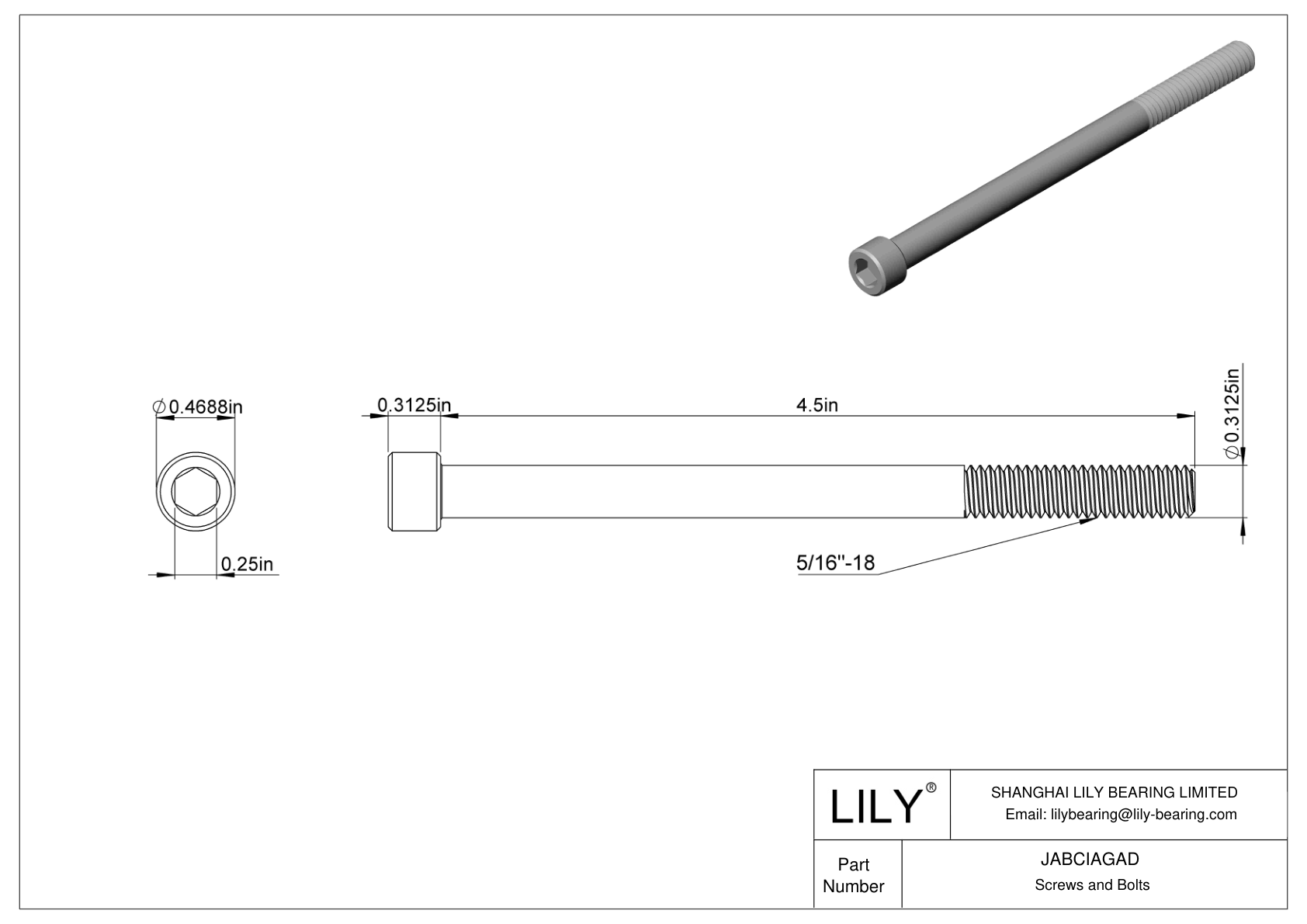 JABCIAGAD 合金钢内六角螺钉 cad drawing