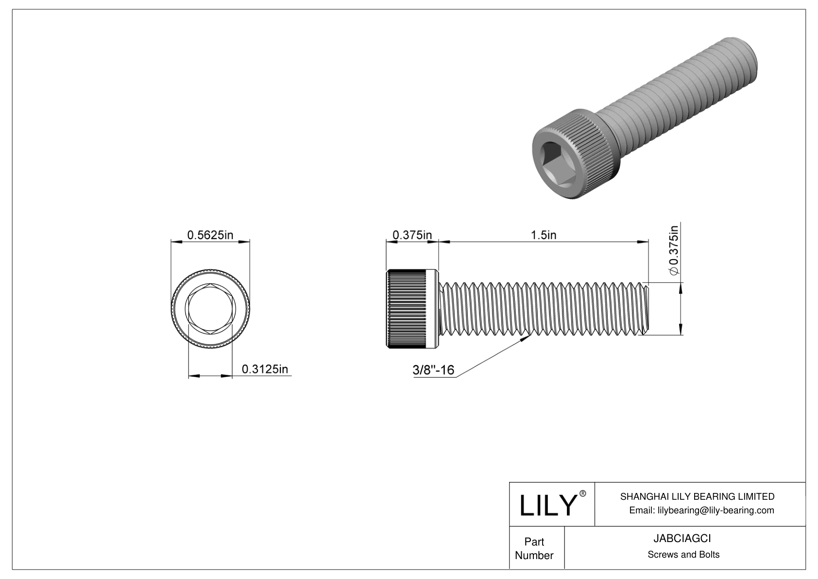 JABCIAGCI Tornillos de cabeza cilíndrica de acero aleado cad drawing