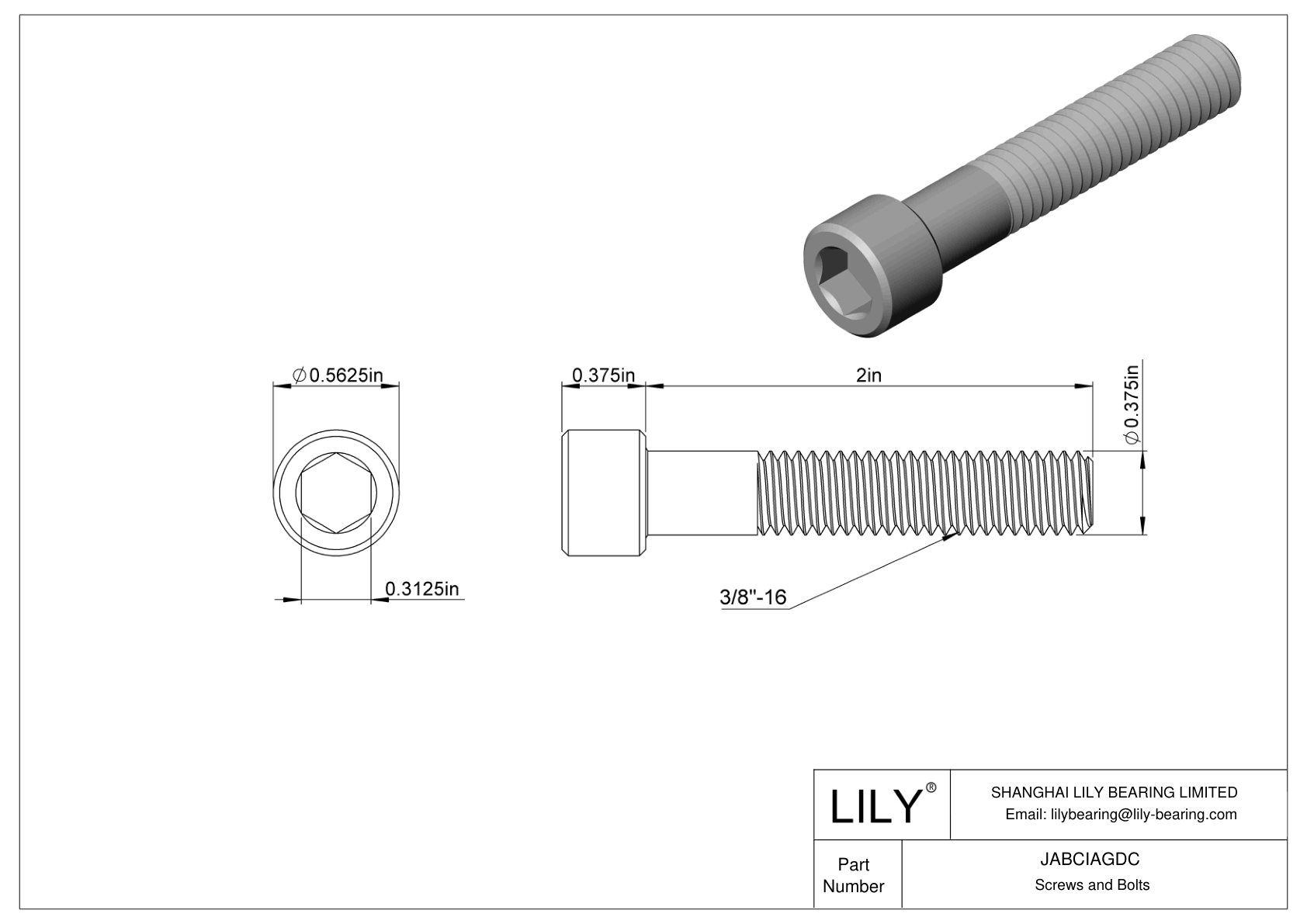 JABCIAGDC 合金钢内六角螺钉 cad drawing