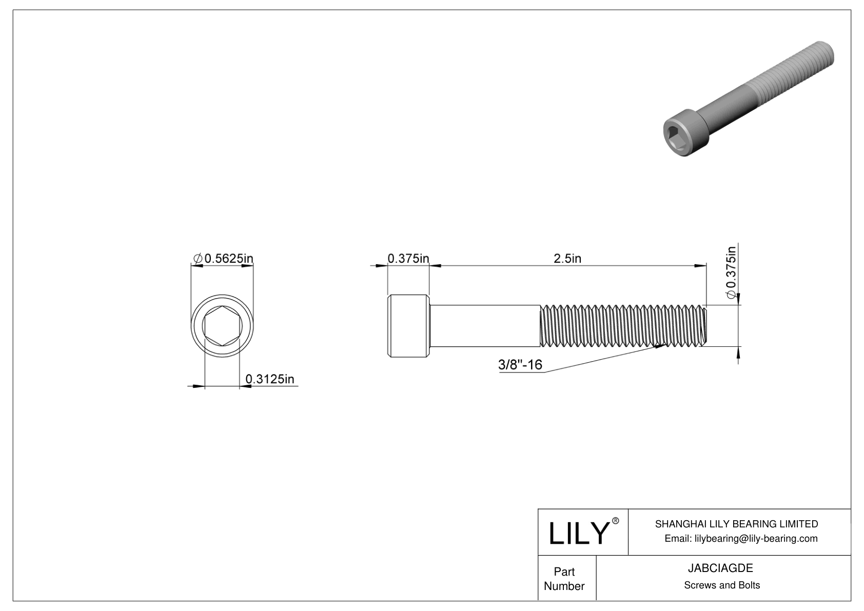 JABCIAGDE 合金钢内六角螺钉 cad drawing