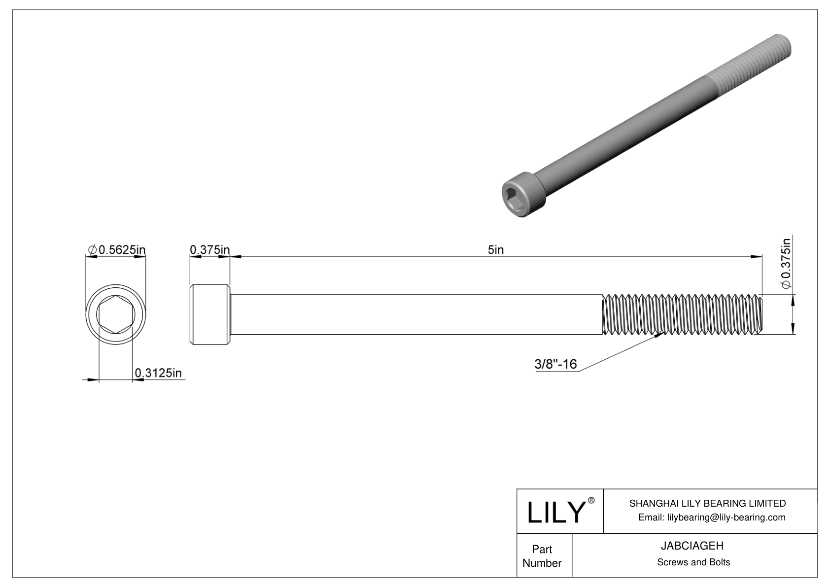 JABCIAGEH Tornillos de cabeza cilíndrica de acero aleado cad drawing