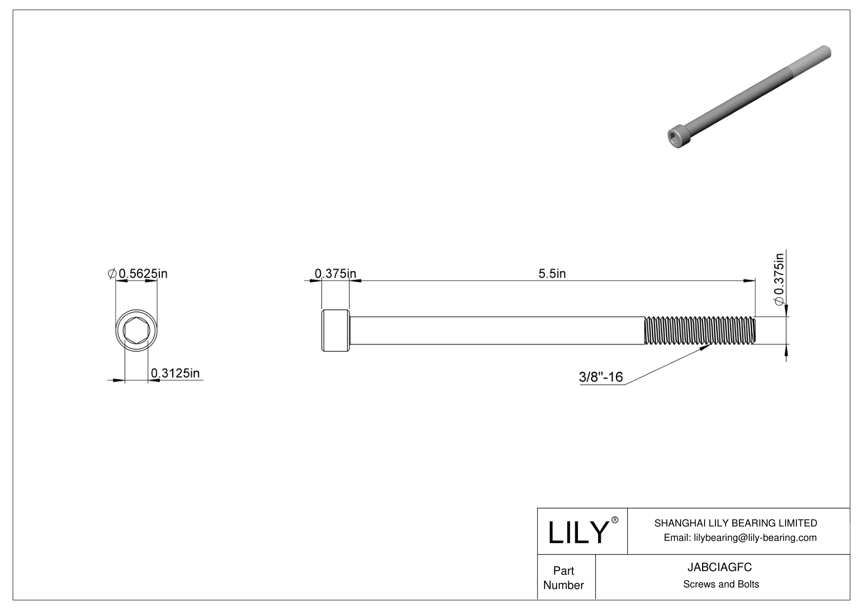 JABCIAGFC 合金钢内六角螺钉 cad drawing