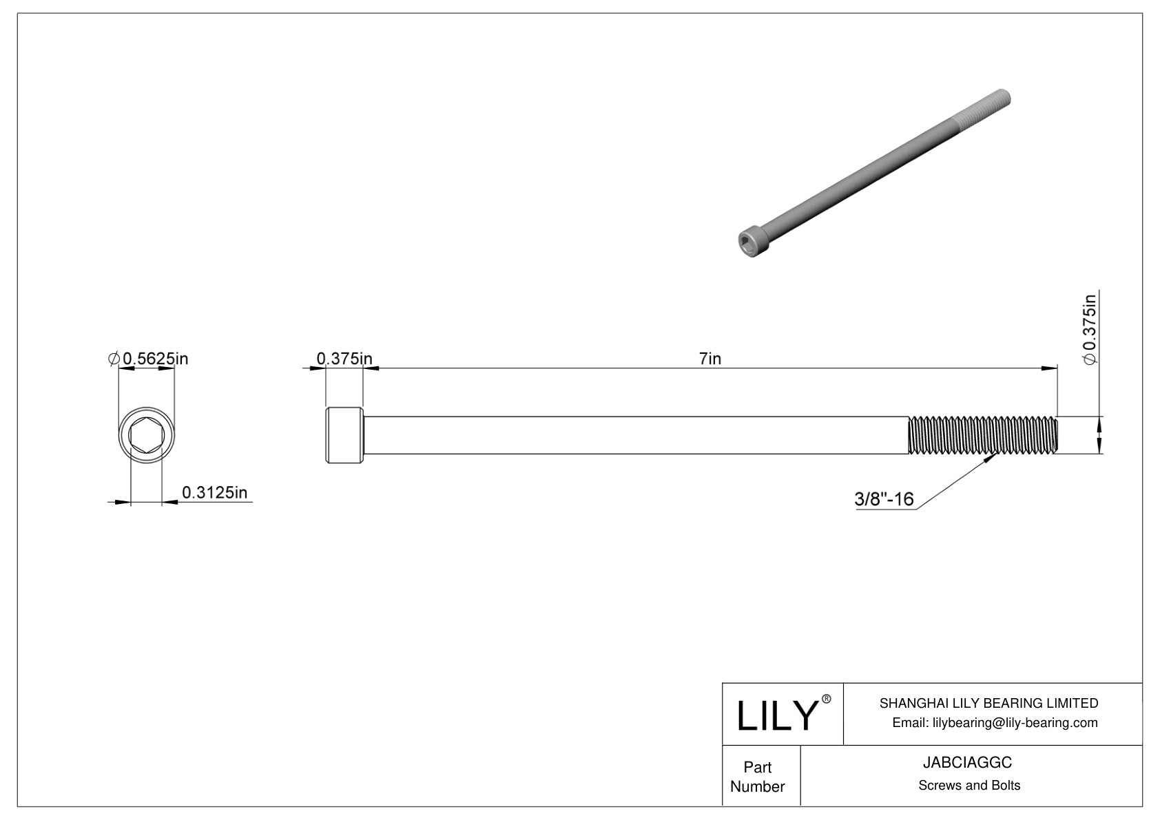 JABCIAGGC Tornillos de cabeza cilíndrica de acero aleado cad drawing