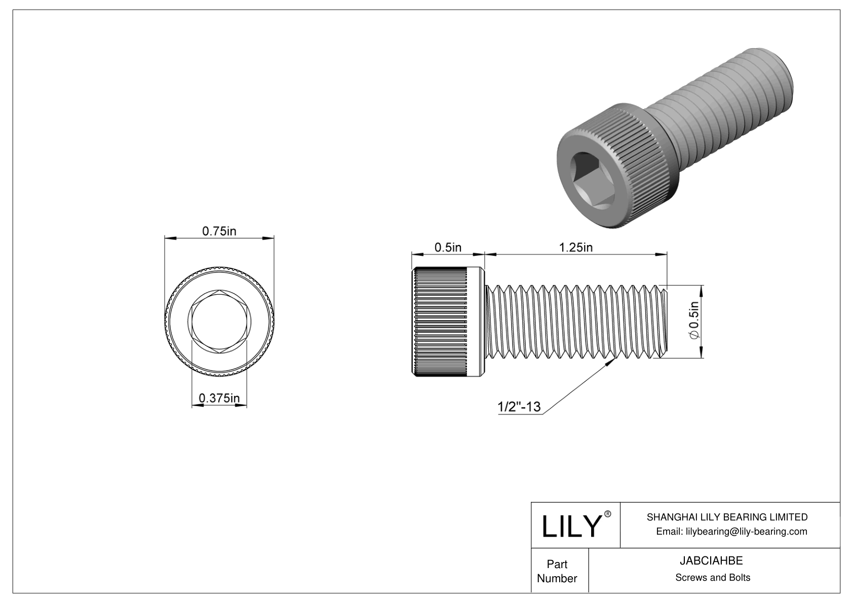 JABCIAHBE Alloy Steel Socket Head Screws cad drawing