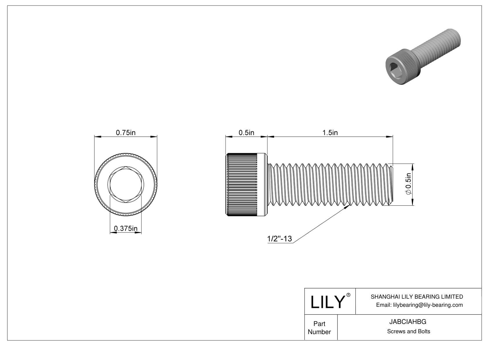 JABCIAHBG 合金钢内六角螺钉 cad drawing