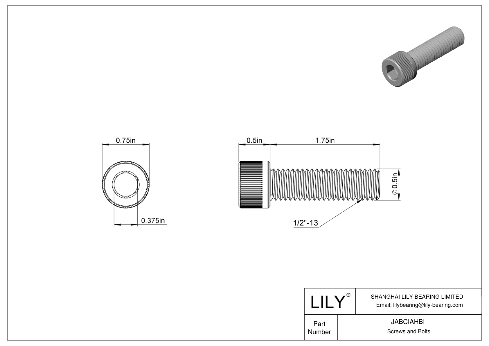 JABCIAHBI 合金钢内六角螺钉 cad drawing