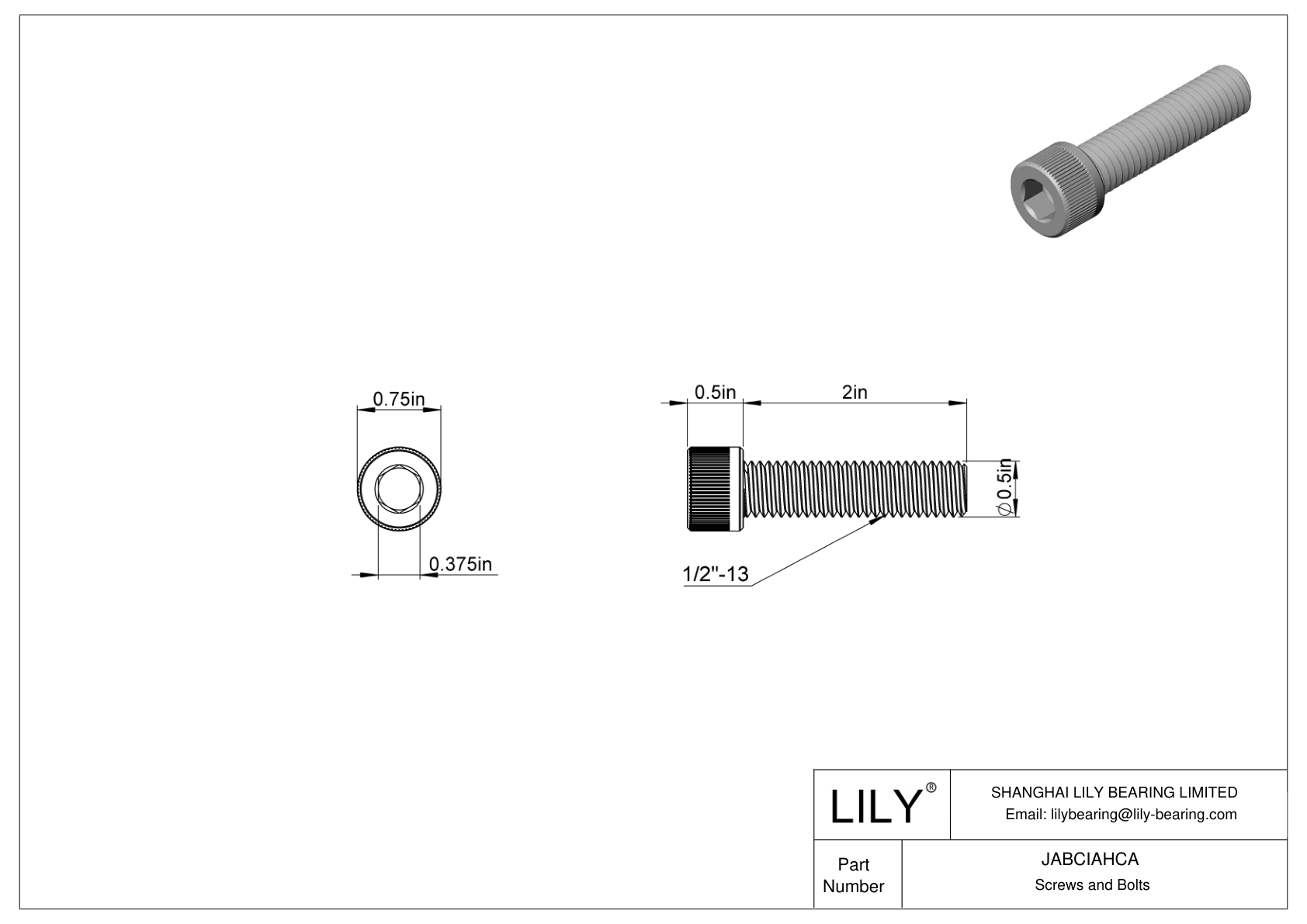 JABCIAHCA 合金钢内六角螺钉 cad drawing