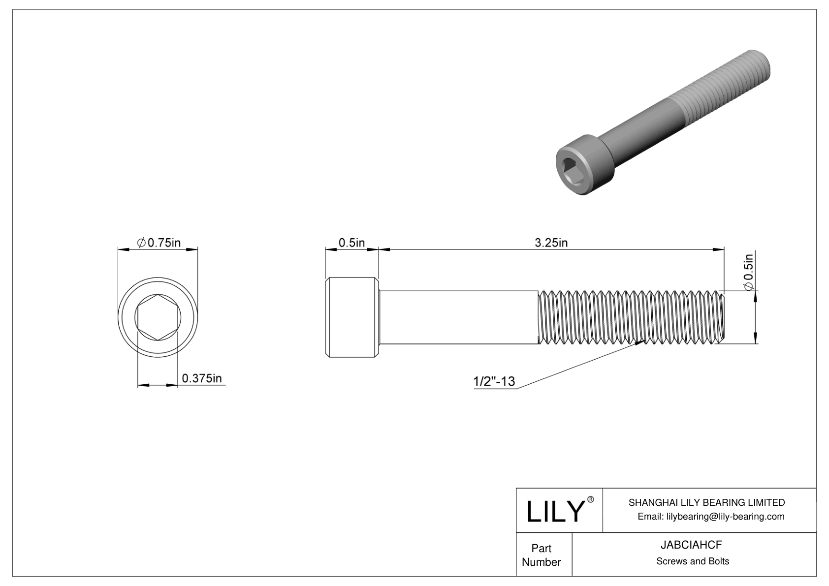 JABCIAHCF 合金钢内六角螺钉 cad drawing