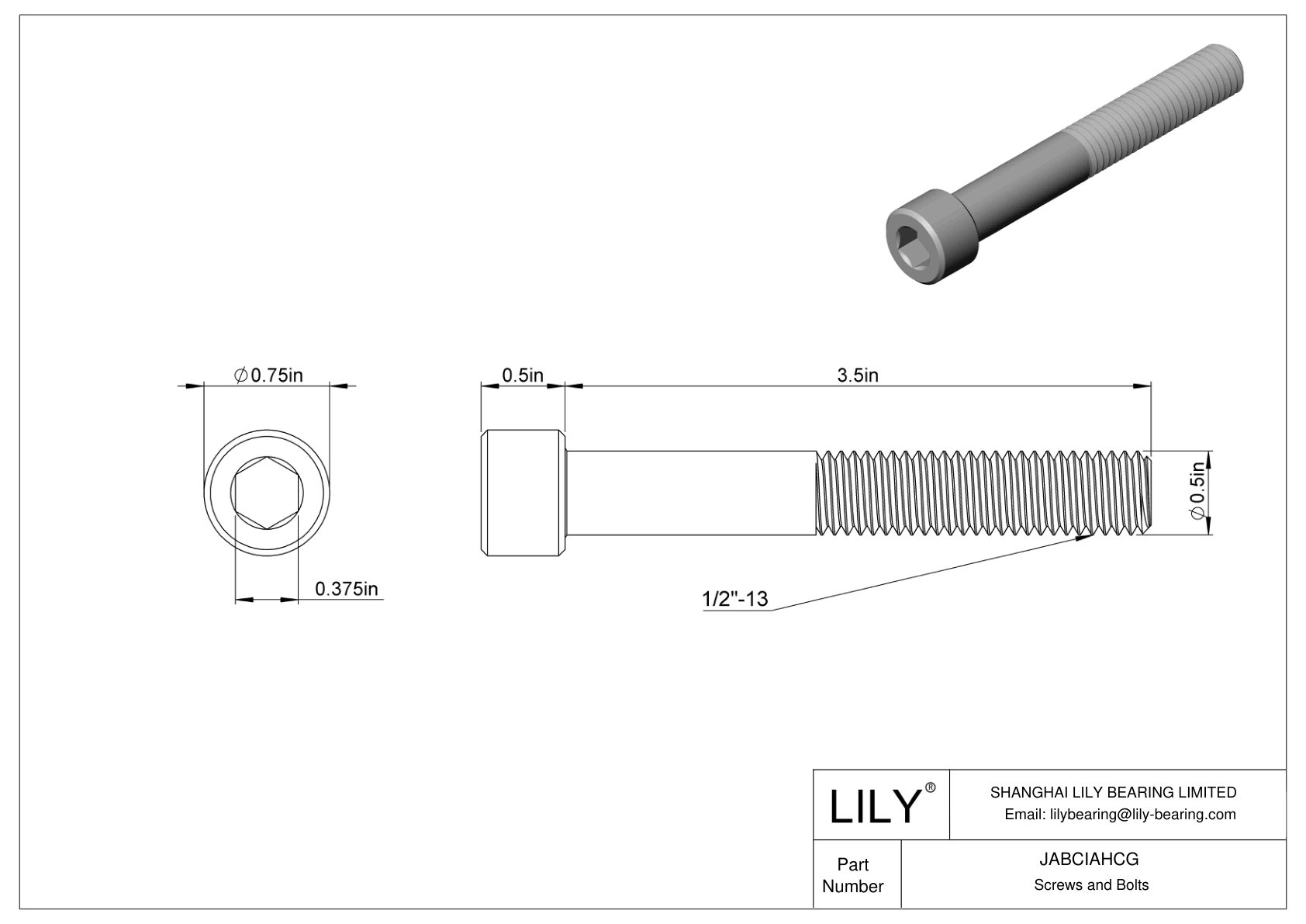 JABCIAHCG 合金钢内六角螺钉 cad drawing